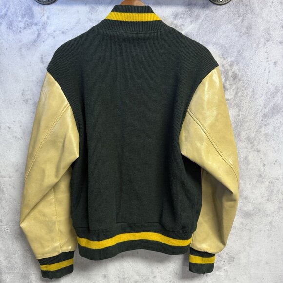 Vintage Sand Knit Doe Lon Letterman Varsity Jacket Mens 40 21x25 Chain Stitch - Picture 3 of 16